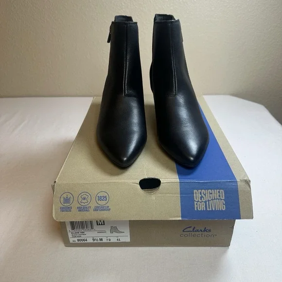 Women's Clarks Ellanie Vibe BootBlack Leather‎ Size9.5 $140 Retail NIB